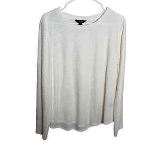 Simply Vera Verawang Blouse Women's Large Long Sleeve Ivory Textured Casual Top